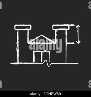 Parapet walls minimum height chalk white icon on dark background Stock Vector