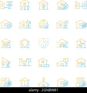 Building safety requirements gradient linear vector icons set Stock Vector
