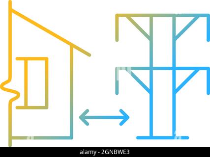 Distance from electric lines gradient linear vector icon Stock Vector