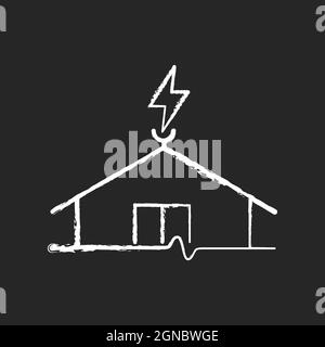 Lightning rod chalk white icon on dark background Stock Vector
