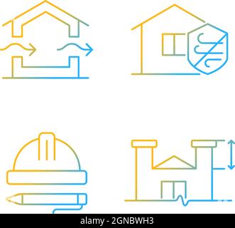 Standards for residential construction gradient linear vector icons set Stock Vector