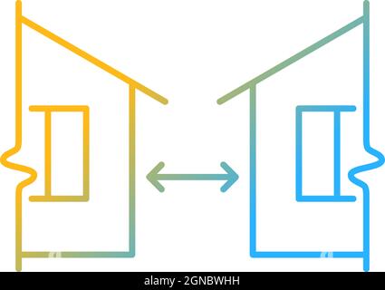 Minimum distance between buildings gradient linear vector icon Stock Vector