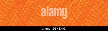 Diagonal scrim linen weave texture vector border. Seamless orange color canvas effect banner with scribbled painterly overlapping slanted lines. Dense Stock Vector