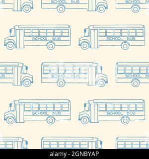 Seamless pattern with school busses, back to school pattern Stock Vector