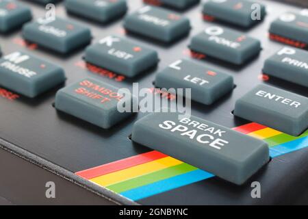 Sinclair ZX Spectrum keyboard close-up. Focus on Basic FOR command