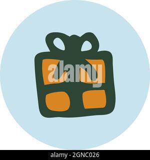 Hand-drawn gift box. Doodle style vector illustration. Design element for postcards, invitations or oher graphic and web design. Stock Vector
