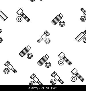 Screw And Bolt Building Accessory Vector Seamless Pattern Stock Vector