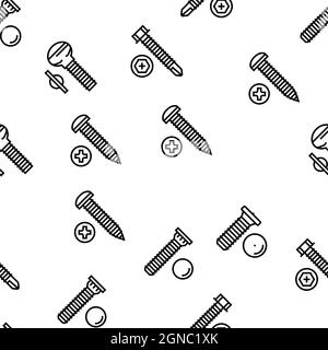 Screw And Bolt Building Accessory Vector Seamless Pattern Stock Vector