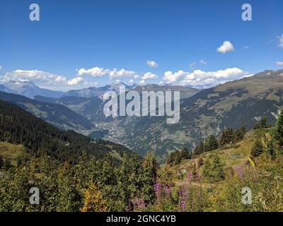 beautiful landscape in valais with a view of verbier above lourtier near la ly goli de servay. Hiking in switzerland Stock Photo