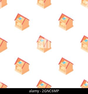 Toy house interior pattern seamless background texture repeat wallpaper geometric vector Stock Vector