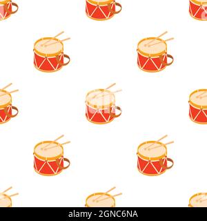 Toy drum pattern seamless background texture repeat wallpaper geometric vector Stock Vector