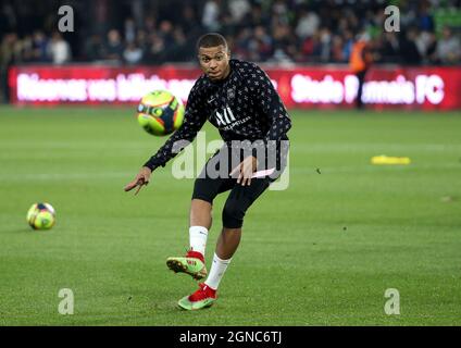 Kylian Mbappe of PSG during the French championship Ligue 1 football match between FC Metz and Paris Saint-Germain (PSG) on September 22, 2021 at Saint Symphorien stadium in Metz, France - Photo Jean Catuffe / DPPI Stock Photo