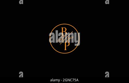 LETTERS B AND P LOGO DESIGN WITH FLOWER FOR ILLUSTRATION USE Stock Vector