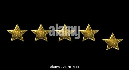 Wireframe stars, low poly style. Success, win symbol concept. Abstract modern 3d vector illustration on dark blue background. Stock Vector