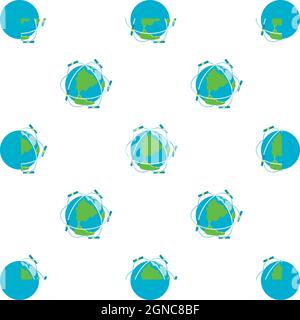 Satellite communications around world pattern seamless background texture repeat wallpaper geometric vector Stock Vector