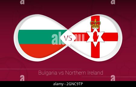 Bulgaria vs Northern Ireland in Football Competition, Group C. Versus icon on Football background. Vector illustration. Stock Vector