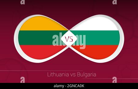 Lithuania vs Bulgaria in Football Competition, Group C. Versus icon on Football background. Vector illustration. Stock Vector