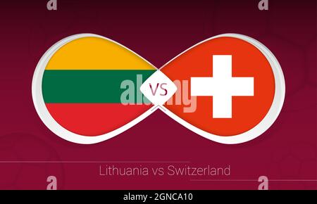 Lithuania vs Switzerland in Football Competition, Group C. Versus icon on Football background. Vector illustration. Stock Vector