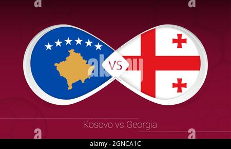 Kosovo vs Georgia in Football Competition, Group B. Versus icon on Football background. Vector illustration. Stock Vector