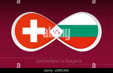 Switzerland vs Bulgaria in Football Competition, Group C. Versus icon on Football background. Vector illustration. Stock Vector