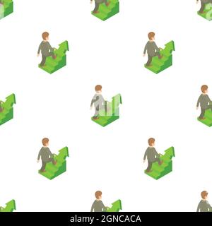 Businessman running up career ladder pattern seamless background texture repeat wallpaper geometric vector Stock Vector