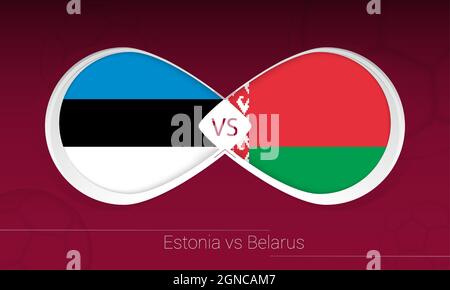 Estonia vs Belarus in Football Competition, Group E. Versus icon on Football background. Vector illustration. Stock Vector