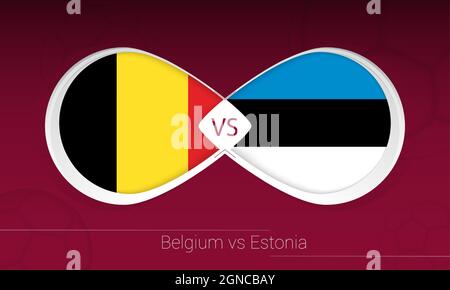 Belgium vs Estonia in Football Competition, Group E. Versus icon on Football background. Vector illustration. Stock Vector