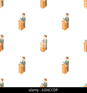 Orator speaking from tribune pattern seamless background texture repeat wallpaper geometric vector Stock Vector