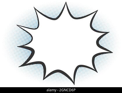 empty burst speech bubble with copy space on halftone background, vector illustration Stock Vector