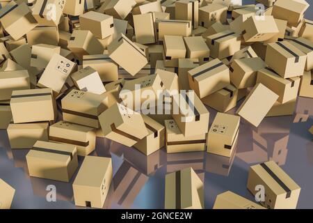 Parcel delivery box store for shopping, 3D illustrations rendering Stock Photo