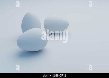 white egg on white background, 3d illustration rendering Stock Photo