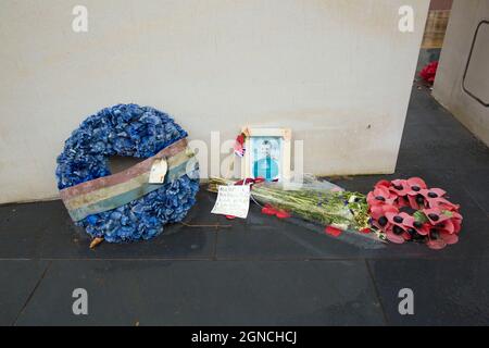The Iraq and Afghanistan memorial is seen in London, Saturday, 21 August 2021. Stock Photo
