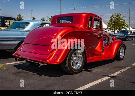 Reno, NV - August 3, 2021: 1933 Plymouth Rumble Seat Coupe at a local car show. Stock Photo