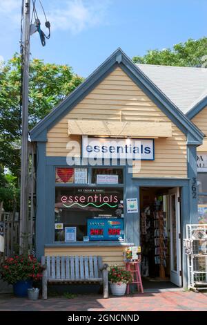 Small convenience store exterior in Provincetown, Massachusetts, United States that sells everyday items. Stock Photo