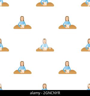 Woman presenter pattern seamless background texture repeat wallpaper geometric vector Stock Vector