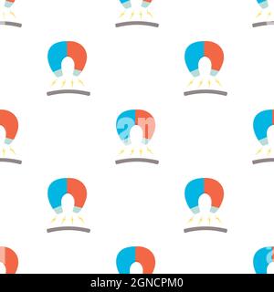 Horseshoe magnet pattern seamless background texture repeat wallpaper geometric vector Stock Vector