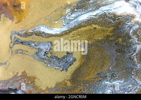 White, gray and black ripple pattern. Marble abstract texture with gold particles Stock Photo