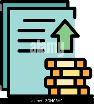 Money investor papers icon. Outline money investor papers vector icon color flat isolated Stock Vector