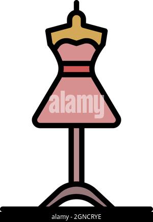 Dress on a mannequin icon. Outline dress on a mannequin vector icon color flat isolated Stock Vector