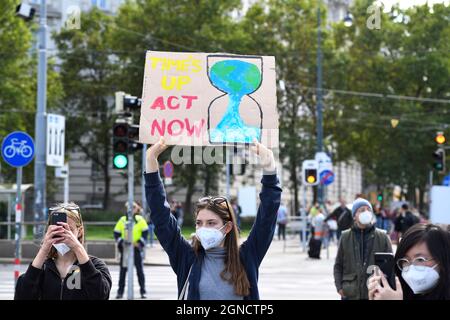 Vienna, Austria. 24th Sept 2021. Worldwide climate strike together with Fridays for Future in Vienna. Stock Photo