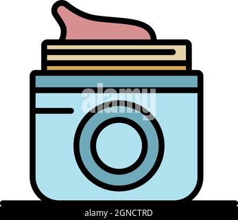 Face cream jar icon. Outline face cream jar vector icon color flat isolated Stock Vector
