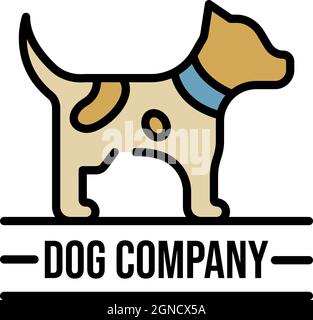 Dog company name logo. Outline dog company name vector logo color flat isolated Stock Vector
