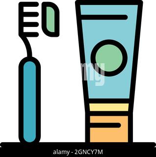 Toothpaste for animals icon. Outline toothpaste for animals vector icon color flat isolated Stock Vector