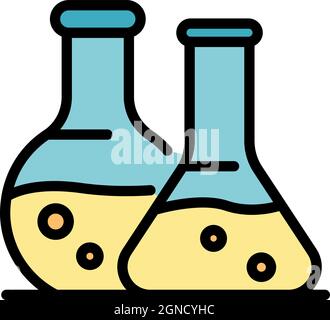 Flasks icon. Outline flasks vector icon color flat isolated Stock Vector