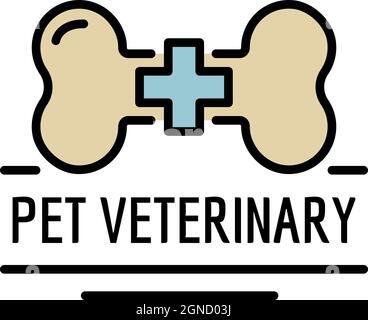 Pet veterinary logo. Outline pet veterinary vector logo color flat isolated Stock Vector