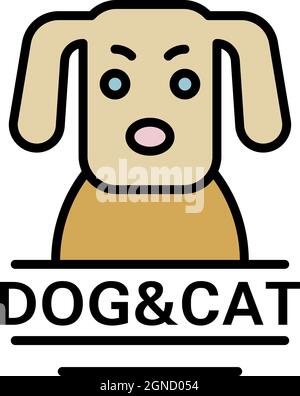 Dog veterinary logo. Outline dog veterinary vector logo color flat isolated Stock Vector