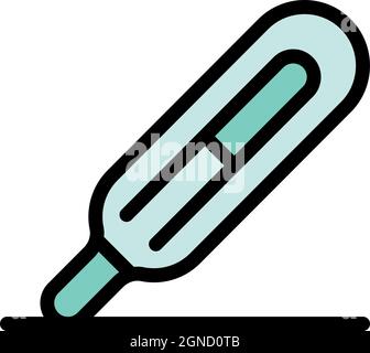Medical thermometer icon. Outline medical thermometer vector icon color flat isolated Stock Vector