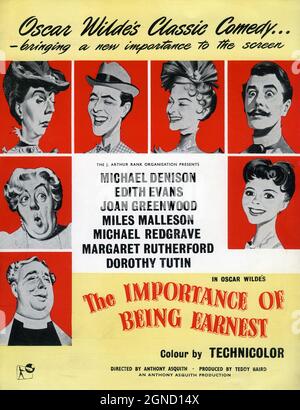 EDITH EVANS MICHAEL DENISON JOAN GREENWOOD MICHAEL REDGRAVE MARGARET RUTHERFORD DOROTHY TUTIN and MILES MALLESON in THE IMPORTANCE OF BEING EARNEST 1952 director / screenplay ANTHONY ASQUITH play Oscar Wilde art direction Carmen Dillon costume design Beatrice Dawson Javelin Films in association with British Film-Makers / General Film Distributors (GFD) Stock Photo