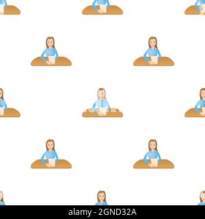 Woman presenter pattern seamless background texture repeat wallpaper geometric vector Stock Vector