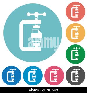 File compression solid flat white icons on round color backgrounds Stock Vector